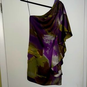 ABS by Allen Schwartz Purple Off the Shoulder Dress